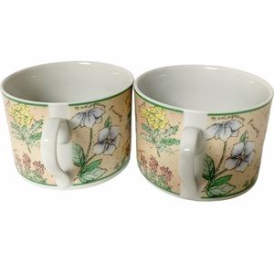 2 Ultra Porcelain by Sakura Floral Mugs 1996 VTG